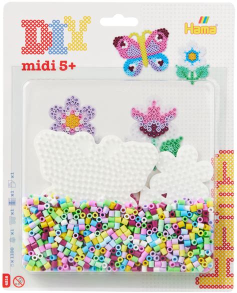 Hama Midi Perlesæt Sommerfugl Blomst 1 100 Perler 2 Perleplader