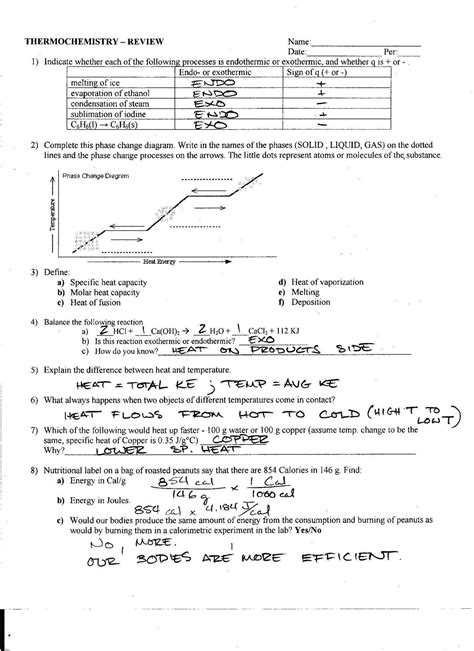 Worksheets 1 Heating And Cooling Curves Answers