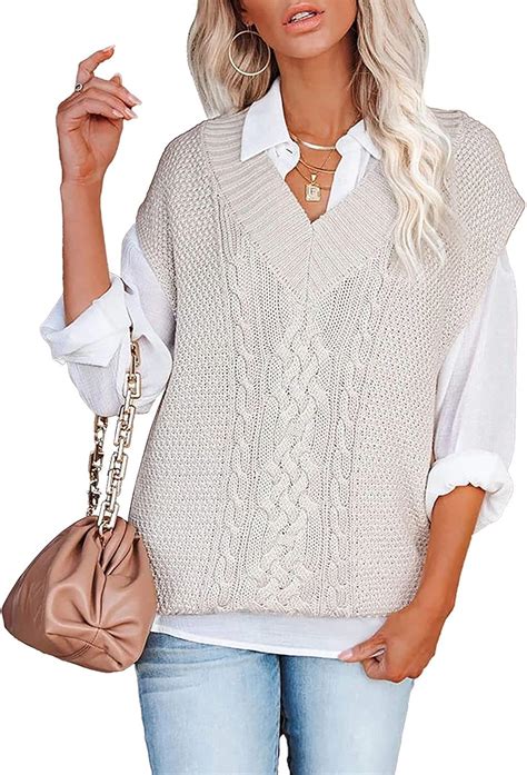 Women Sweater Vest V Neck Knitted Sleeveless Jumper Pullover Solid