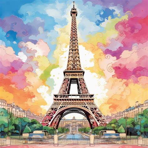 Pintura De Un Cuadro De La Torre Eiffel En Paris Ai Generativo Foto