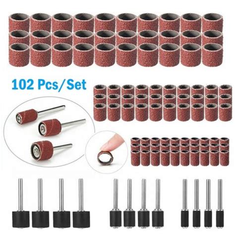 102Pcs Sanding Bands Drum Sleeves With 80 Grit Mandrel Metal Polishing