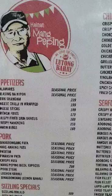 Menu At Kainan Ni Mang Peping Restaurant Dagupan 28JG M7J