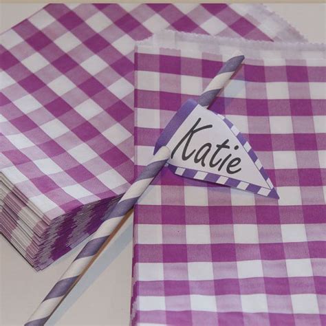 Party Favor Bags20 Purple Gingham Party by PaperStrawsPartyShop, $5.00 | Gingham party, Etsy ...