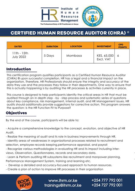 Ihrm Kenya On Twitter Certified Human Resource Auditor Chra