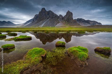 Stunning Reflections Of Eystrahorn Mountain In The South East Of