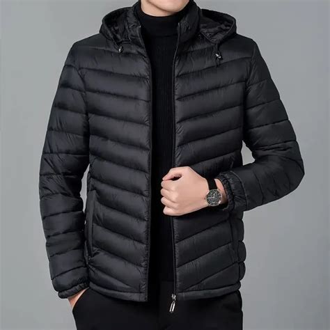 Jaqueta Acolchoada Casual Masculina Parkas Quentes Soprador Leve