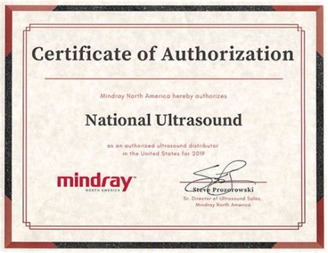 Certificate-of-Authorization-mindray-ultrasound | National Ultrasound