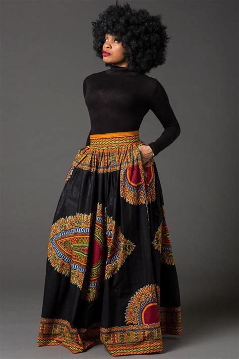 Black Dashiki African Maxi Skirt African Print Skirt For Etsy African Print Skirt African