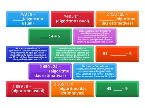 O'que É Algoritmo Usual - DIVISÃO (ALGORITMO USUAL E DAS ESTIMATIVAS) - Fichas giratorias