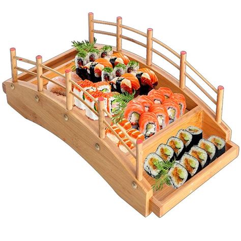 Frzslpka Sushi Boat Serving Trayupgraded Wooden Sushi Plates Sushi