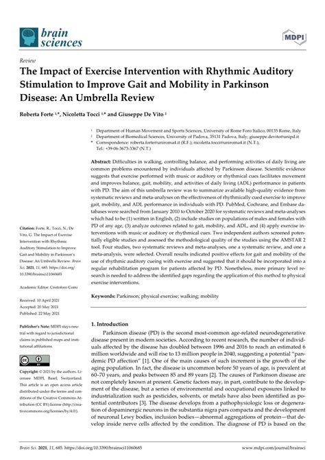 Pdf The Impact Of Exercise Intervention With Rhythmic Auditory