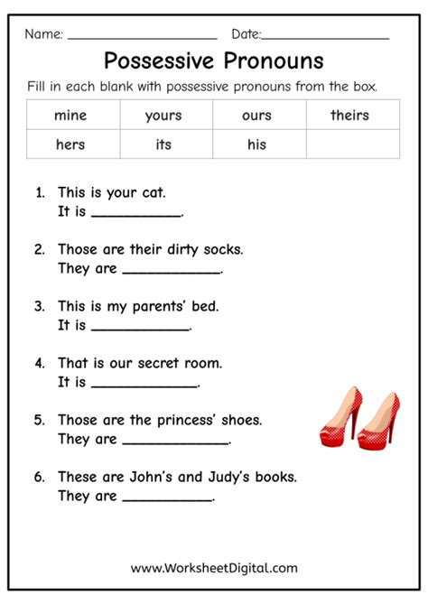 Possessive Pronouns Worksheet Digital