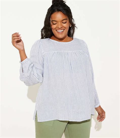 Loft Plus Striped Shirred Blouse Shirred Blouse Trendy Plus Size