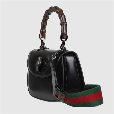 黑色皮革gucci Bamboo 1947 小型手挽袋 Gucci® 香港