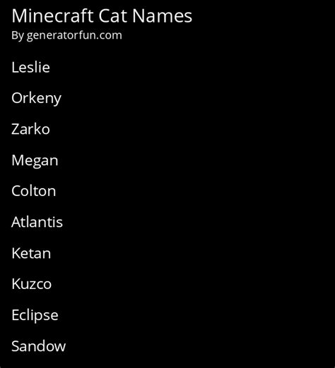 Minecraft Cat Name Generator - Generate a Random Cat Name