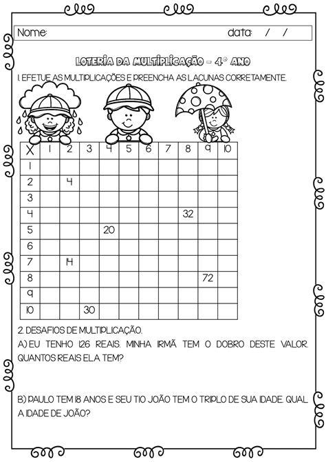 Atividade De Matem Tica Ano Multiplica O Ensino 7332 Hot Sex Picture