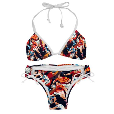 Football Swim Wear Bikini Set With Detachable Sponge Adjustable Strap Two Pack For Versatile