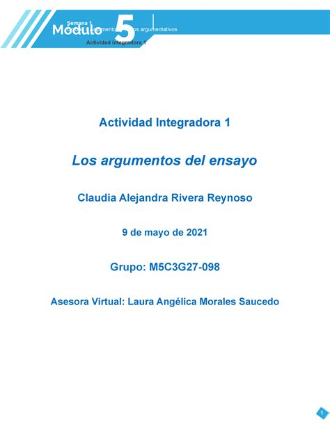 ACTIVIDAD INTEGRADORA 1 MODULO 5 Actividad Integradora 1 Los