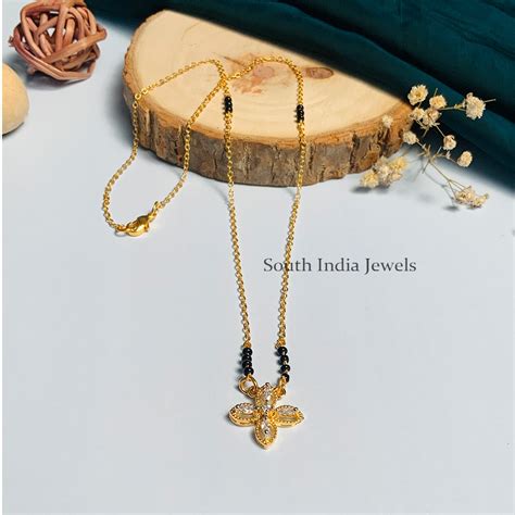 Gorgeous Gold Plated Solitaire Diamond Mangalsutra South India Jewels