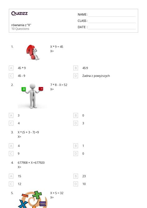 Ponad R Wnania Z Jedn Zmienn Arkuszy Roboczych Dla Klasa W