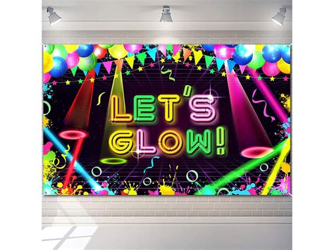 Neon Glow Party Backdrop Fabric Let Glow Background Glow Party Etsy