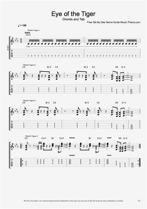 Eye of the Tiger Chords and Tab - Guitar Music Theory by Desi Serna