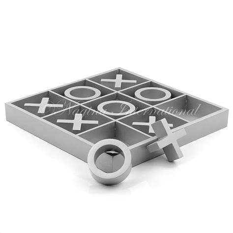 14 Large Elegant Premium Silver Grey Tic Tac Toe Board Game For Adults