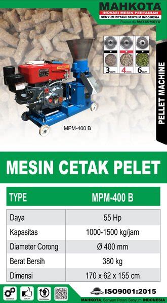 Jual Mesin Pelet Pellet MAHKOTA MPM 400B Mesin Cetak Pembuat Pelet