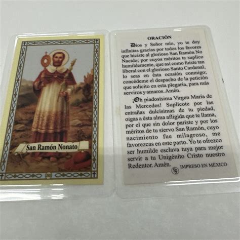 Oracion San Ramon Nonato Tadeo Prayer Cards Pack Of 25 Hecho En Mexico