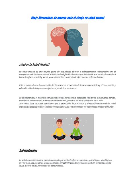 Blog Habla Sobre La Salud Mental Blog Alternativas De Manejo Ante