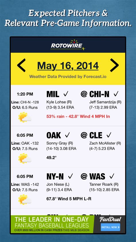 Daily Baseball Lineups for iPhone - Download