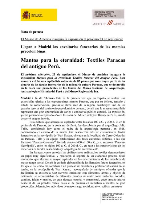 Nota De Prensa Museo De América