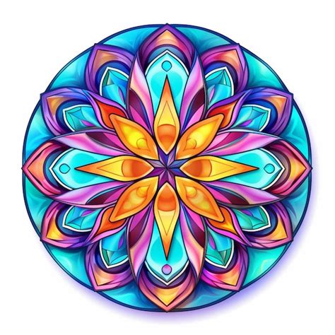 Premium Ai Image Brightly Colored Circular Design With A Flower On A