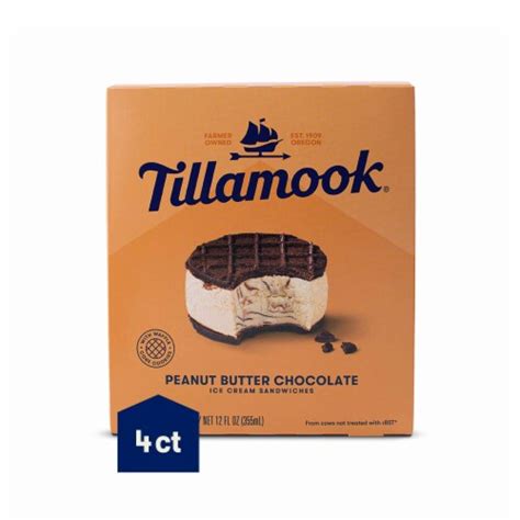 Tillamook Peanut Butter Chocolate Ice Cream Sandwiches 4 Ct Kroger