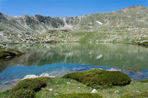 Lake Mirroring Mountains in Spain Pyrenees Stock Image - Image of ligh ...