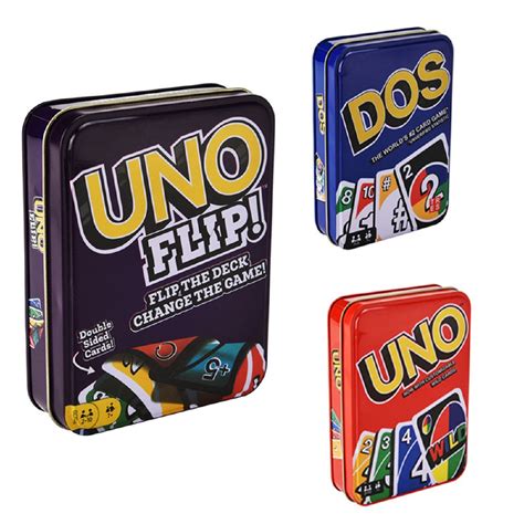 Ready Stockclassic Card Game Uno Uno Flip Dos Iron Box Edition