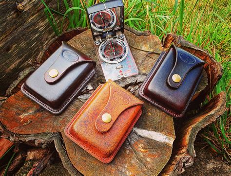 Custom Leather Compass Pouch Etsy