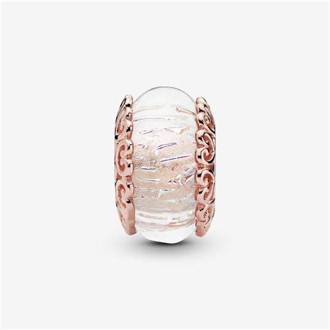 Iridescent Murano Glass Charm Rose Gold Plated Pandora Us