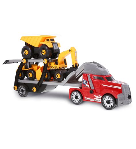 Mozlly Toy Semi Truck and Trailer – Multi-Vehicle Hauler Tractor ...