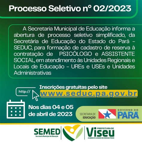 Processo Seletivo nº 02 2023 Prefeitura de Viseu