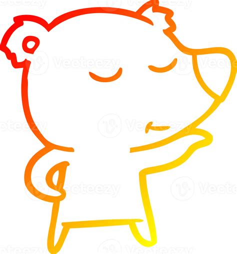 Warm Gradient Line Drawing Happy Cartoon Bear 44296711 Png