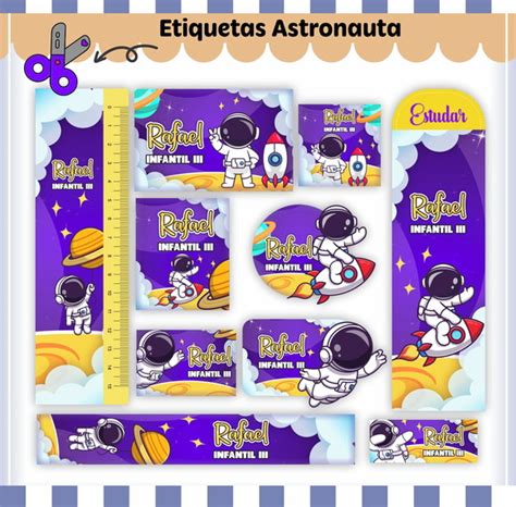 Arquivo Digital Etiqueta Escolar Astronautas 03 Elo7