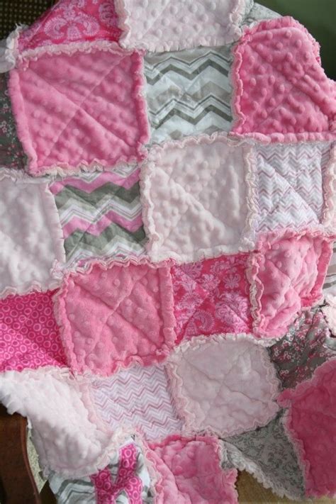 Baby Girl Rag Quilt Pink Grey Nursery By Montseesquivel779 Pink And