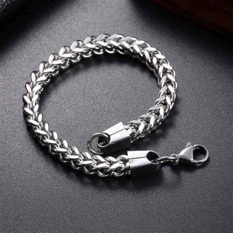 Mens Wristband Foxtail Box Link Bracelet Bangle Men 3MM 5MM 6MM Chain