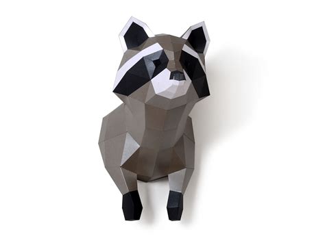 Buy Raccoon Trophy Paper Sculpture Pre Cut DIY Papercraft Kit Handmade