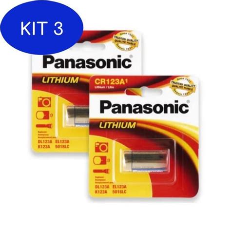 Kit 3 Bateria Pilha Lítio Panasonic Cr123A 3V 1 Unidade Yellow Cell