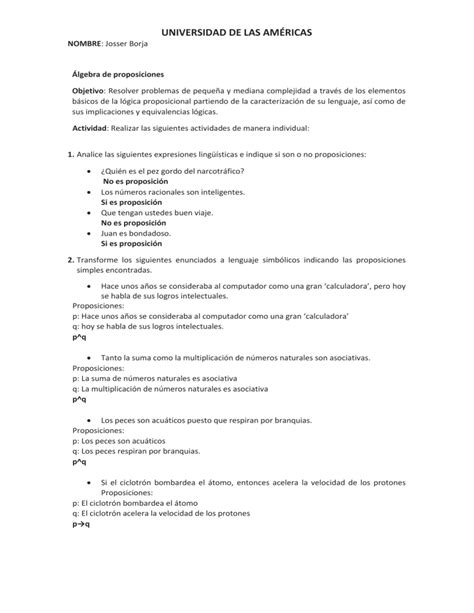 Tarea Lgebra De Proposiciones