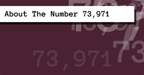 About The Number 73,971