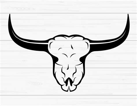 Texas Longhorn Skull Svg Longhorn Bull Skull Svg Hand Drawn Etsy