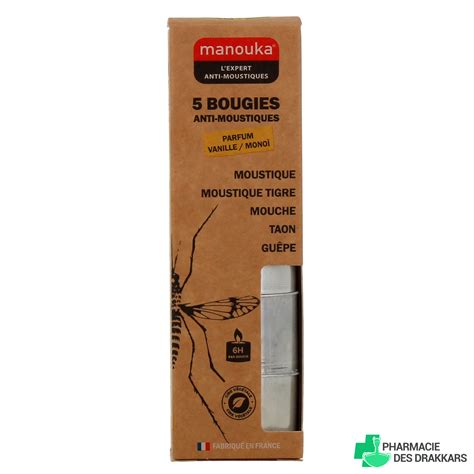 Manouka bougie anti moustiques vanille monoi Efficacité 6 heures